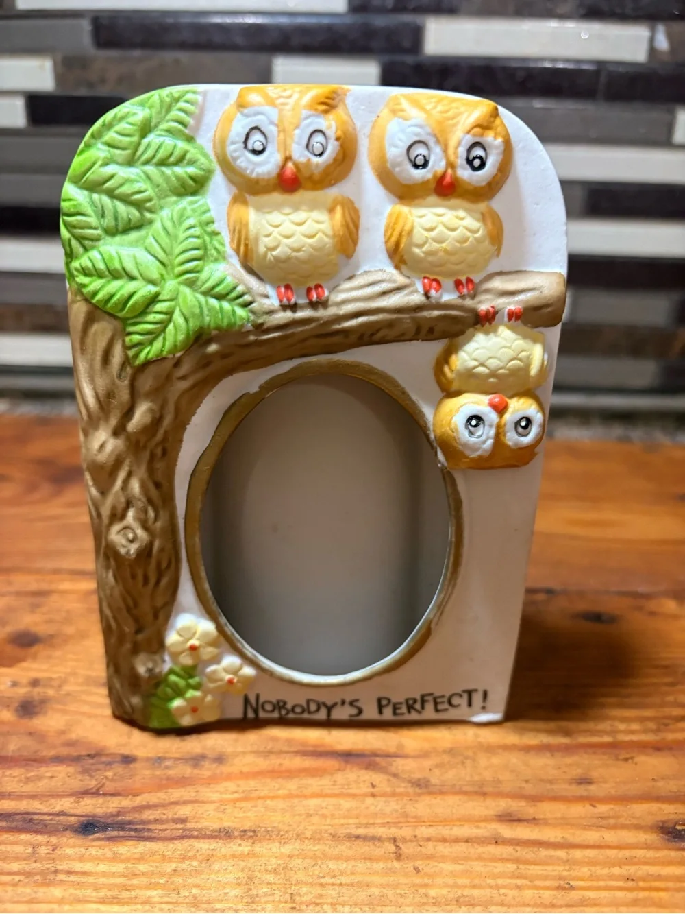 Nobody's Perfect Yellow Owl Picture Frame - Home Accents